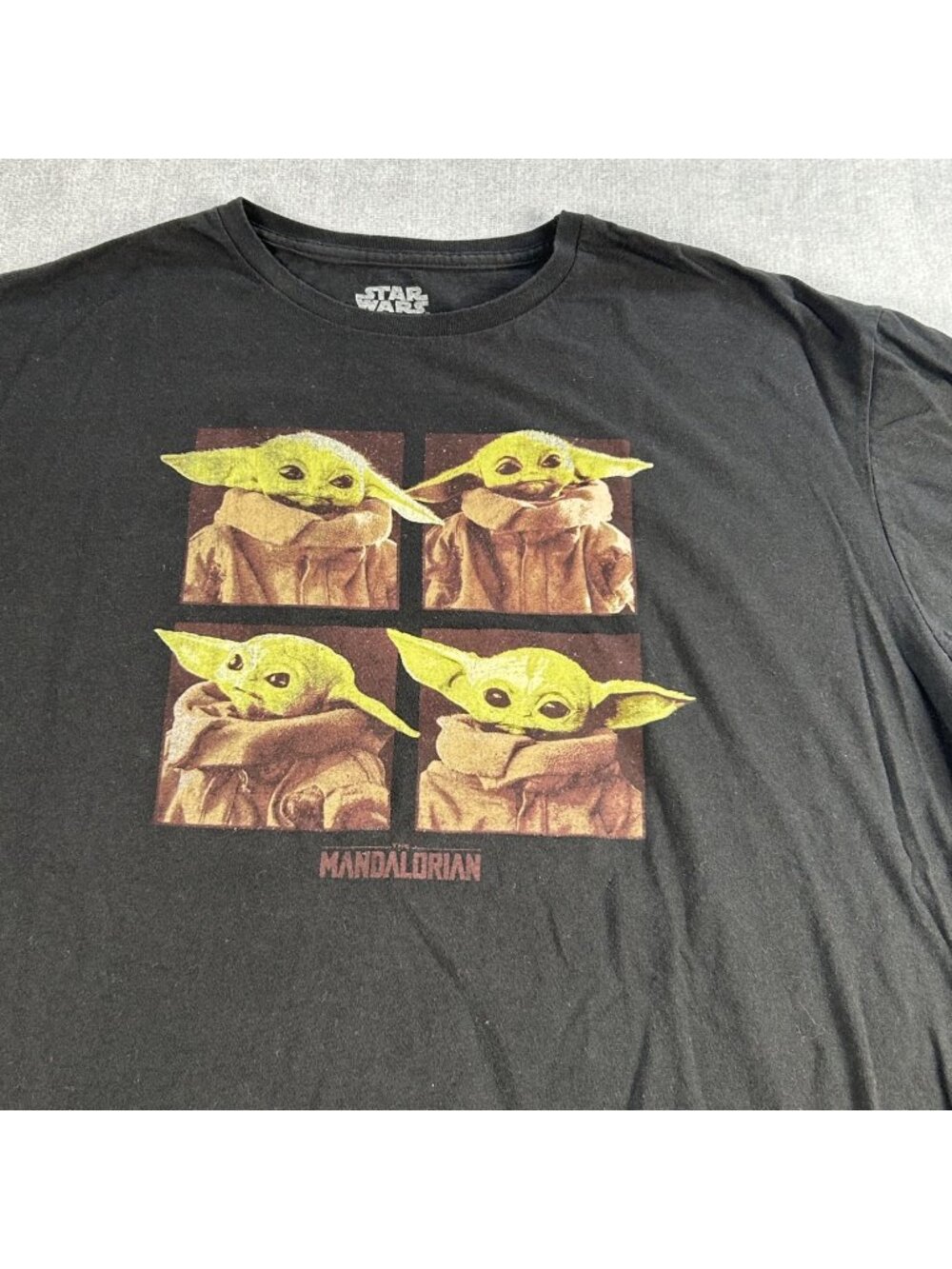 Star Wars Mandalorian Grogu Baby Yoda Shirt Black XL Mens Graphic Tee Boba Fett